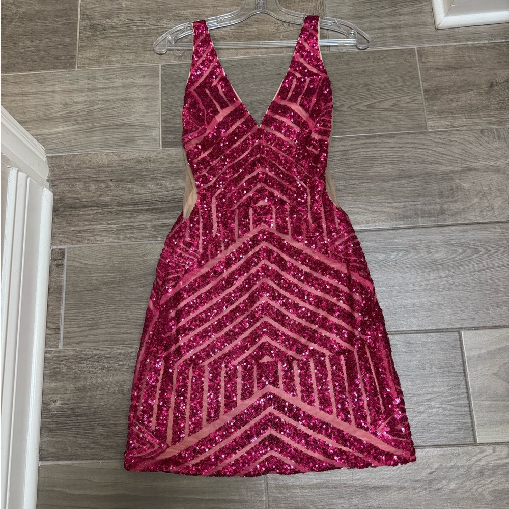 Homecoming Jovani 63899 Fuchsia Sequin Dress